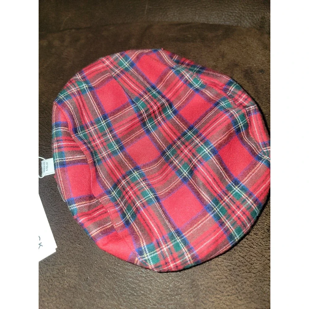 Janie and jack red plaid‎ holiday Christmas hat size 2t 3t nwt